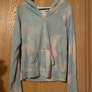 Hollister blue and white zip up hoodie, size M